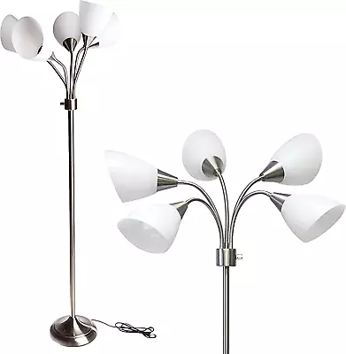 Adesso 7205-22 Multi-White Shade Floor Lamp Adjustable Gooseneck Arms Silver • $63.46