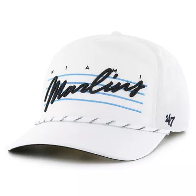 Miami Marlins ’47 Brand White Downburst Hitch Snapback Hat • $37.99