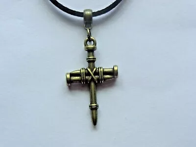 Nail Cross Men's Surfers Adjustable Religious Necklace Vegan Leather Suede Cord • $6.99