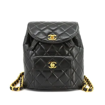 CHANEL Matelasse Chain Backpack Leather Black Duma Purse Vintage 90218633 • $5068.97