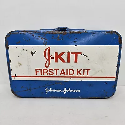 VINTAGE Johnson & Johnson J-Kit Wall Mount First Aid Metal Box Kit - EMPTY RARE • $11.99