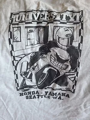 Vintage University Honda Yamaha Seattle T Shirt Mens M 38-40 Street Bike 420 • $10