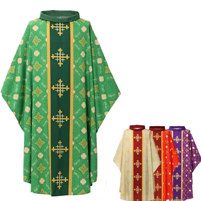 Men Cross Robe Christian Ethnic Religion Robes Gilded Medieval  Monk Clothing • $29.99