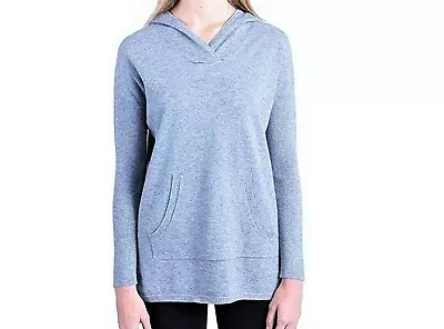 Cyrus Ladies Drop Shoulder Ribbed Hem Pullover Hoodie Denim Heather Size L • £10.44