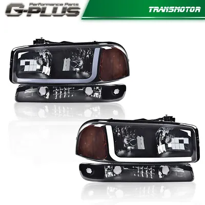 Fit For 99-07 GMC Sierra Yukon LED DRL Headlights W/ Bumper Signal Lamps Smoked  • $85.90