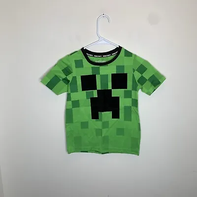 Mojang Minecraft Youth Boys S(6/7) Green Creeper Short Sleeve Shirt • $9.99