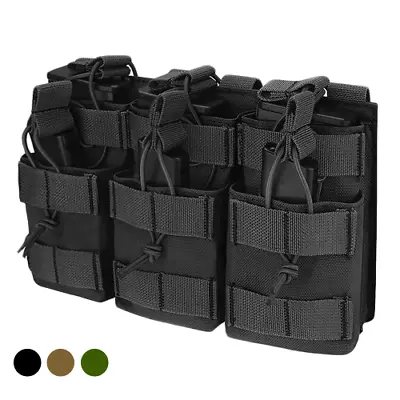 Tactical Triple Magazine Pouch Double-Layer Bag Pouches Universal Cartridge • $35.13