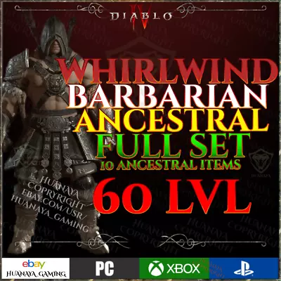 Diablo 4 🪓 Whirlwind Barb 🪓 Full Ancestral Set 🪓 Rare Item 🪓 Season Ladder 3 • $49.99