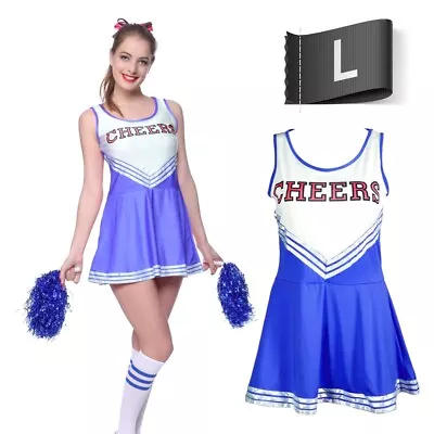 £9.93 • Buy VARSITY AMERICAN CHEER LEADER COSTUME & POMPOMS Girls Musical Dress High School