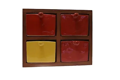 Mamma Ro Pottery Wood Storage Drawers Red Yellow Ceramic Drawers  • $199