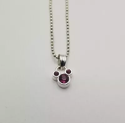 Disney Parks Mickey Icon Swarovski Crystal Birthstone Necklace Silver Tone Mouse • $12