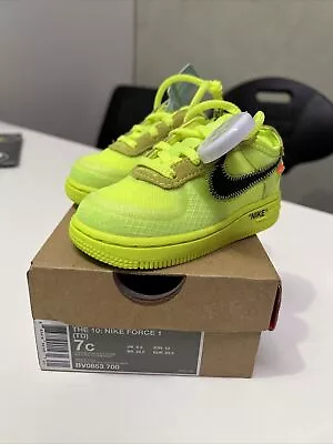 ✅$60 OFF CODE✅ 7C (TODDLER) Air Force 1 Low Off-White Volt TD • $500