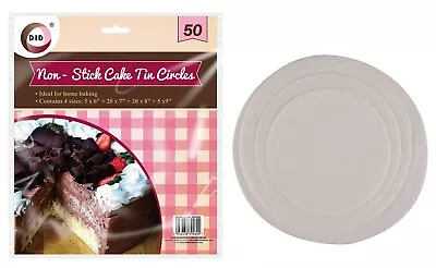 £3.39 • Buy 50 X Non Stick Round Grease Proof Circles  Baking Parchment Paper Cake Tin Liner