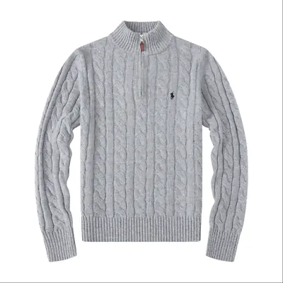 2023 Men's Ralph Lauren Polo Zip Knit Cashmere Sweater Round Neck Long Sleeve UK • £8.88