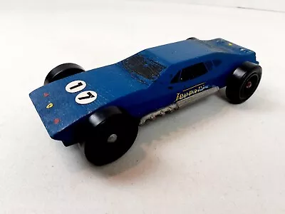 Vintage Ferrari Pinewood Derby Wooden Race Car 6  Long Blue 923 • $19.99