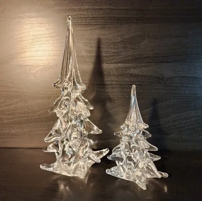 Stunning Italian Marano Glass Tiered Crystal Christmas Trees Signed FL Murano  • $110