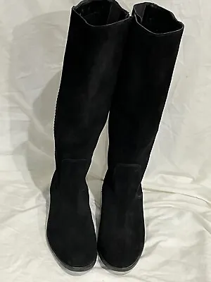 Frye And Co Jolie Braid Western Black Suede Boots ~ Size 9 • $55