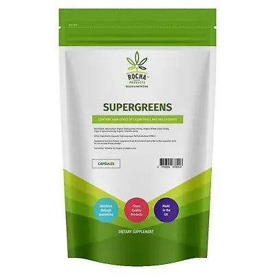 £8.99 • Buy Organic Super Greens Powder 700mg - 6 Superfoods Green Detox Capsules - Vegan