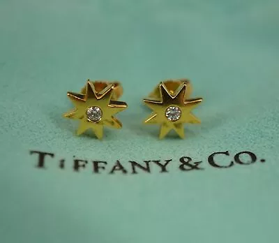 Tiffany & Co. 18k Gold Paloma Picasso Stella Star Diamond Earrings RARE - FSUSA • $1999.99