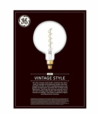 GE Globe LED Vintage Light Bulb Spiral G63 Clear Glass LED Edison Bulb • $16.75
