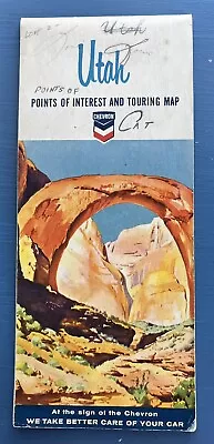 Vintage 1963 Utah Chevron Road Map - Oil & Gas Advertising Points Of Interest • $3