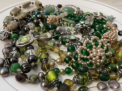 Vintage-Now Lot Junk Jewelry 100% Glass/Rhinestone/Stone Craft Broken Harvest • $19.99