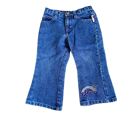 SESAME STREET Nanette Elmo Embroidered Logo Blue Jeans Toddler Girl 2T • $3.50