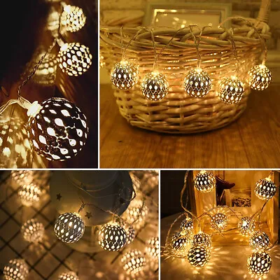 £10.55 • Buy 20LED Moroccan Globe String Lights Metal Orbs Christmas Fairy Lights Party Decor