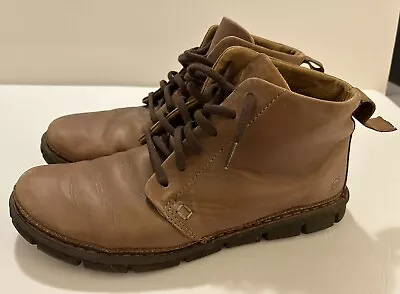 Born Bismark Chukka Boot Lace Up Pull Tab Dark Brown Leather M/W Size 11/44 Used • $19.99