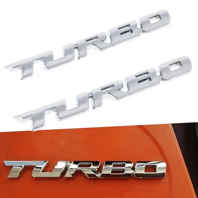 $12.99 • Buy 2x Silver 3D Metal TURBO Logo Stickers Emblem Badge Decal Decor Car Accessories