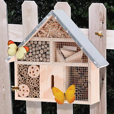 Insect Bug Bee Hotel Hanging Wooden House Ladybird Nest Wood Shelter Garden Box • £14.99