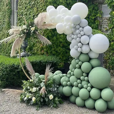 147 Sage Green White Grey Balloon Garland Arch Kit | Baby Shower Wedding Party • $32.99