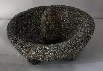 VTG Old Molcajete Lava Rock Stone Mortar And Pestle Mexico Large 8.25” X 5” Tall • $53