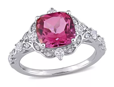 3.04 Carat (ctw) Pink Topaz And White Sapphire Ring In 10K White Gold • $449