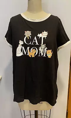 Torrid Disney Cat Mom Ringer Top T-shirt Black Aristocats Oliver Figaro 0 Plus • $37