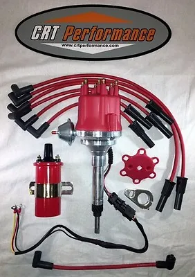 CHEVY INLINE 6 Cylinder 235 RED Small Cap HEI Distributor + 45K Coil + USA Wires • $219.92