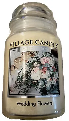 Village Candle Wedding Flowers Limited Edition Large Jar 2 Wicks New 21.25 OZ. • $23.90