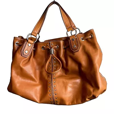 Michael Kors Leather Large Top Handle Studded Satchel Bag Purse Roomy Buttery • $48.55