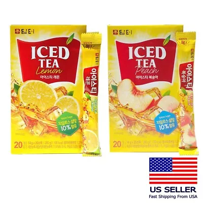 DAMTUH Black Lemon Iced Tea + Peach Iced Tea X 2 Boxes 14g X 40 Pcs Korean Tea • £12.04