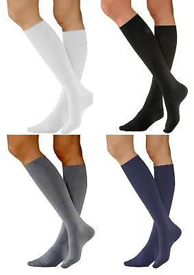 Knee High Cotton Rich Socks For Kids Girls Black Grey Navy White School Uniform • £5.39