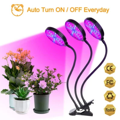 £6.19 • Buy 1-4 Head Plant Grow Light 15-60W Waterproof Full Spectrum LED Lamps With Timer