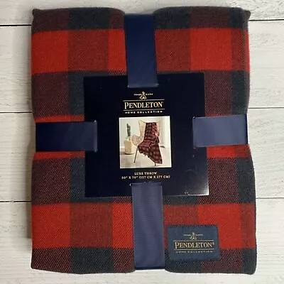 Pendleton Throw Blanket Red Rob Roy Luxe Buffalo Check 50  X 70  Cabin Rustic • $49.95