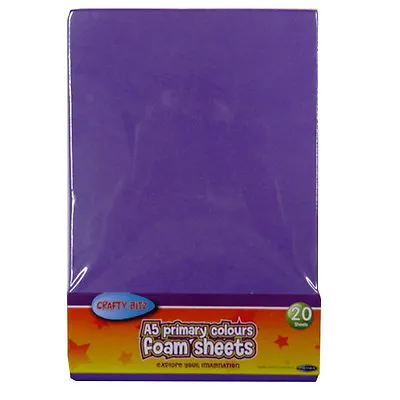 A5 Foam Coloured Sheets - Pack Of 20 – 10 Primary Colours - By Crafty Bitz • £4.75