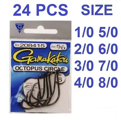 GAMAKATSU OCTOPUS CIRCLE HOOKS OFFSET POINT SIZE 1/0 To 8/0 FREE SHIP • $14.95