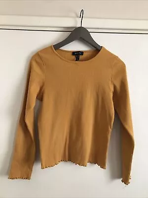 New Look Orange Mustard Ribbed Crop Top - Size 10 • £9.99