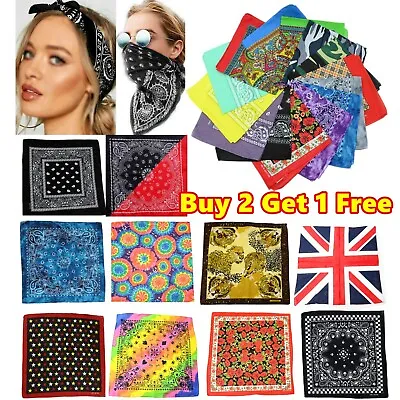 Unisex 100% Cotton Men Women Headband Bandana Square Neck Scarf Face Mask Cover  • £3.49