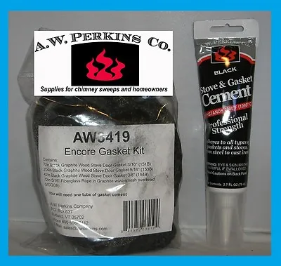 AW PERKINS 3419 Vermont Castings Encore Catalytic Gasket Kit & Cement VC000-3419 • $31.99