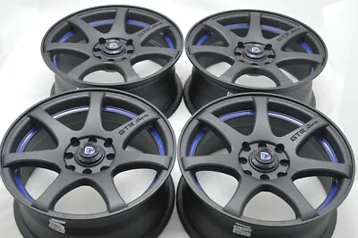 4 New DDR ZK15 15x6.5 4x100/114.3 35mm Matt Black Blue Undercut 15  Wheels Rims • $599