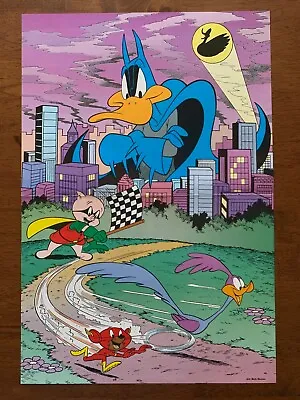 1990s WB DC Comics Looney Tunes Daffy Duck Batman Flash Poster 90s Décor  • $17.99