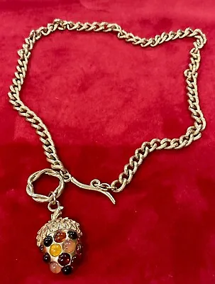 Rare Vintage Oscar De La Renta Antiqued Gold 17” Choker Necklace Acorn • $115